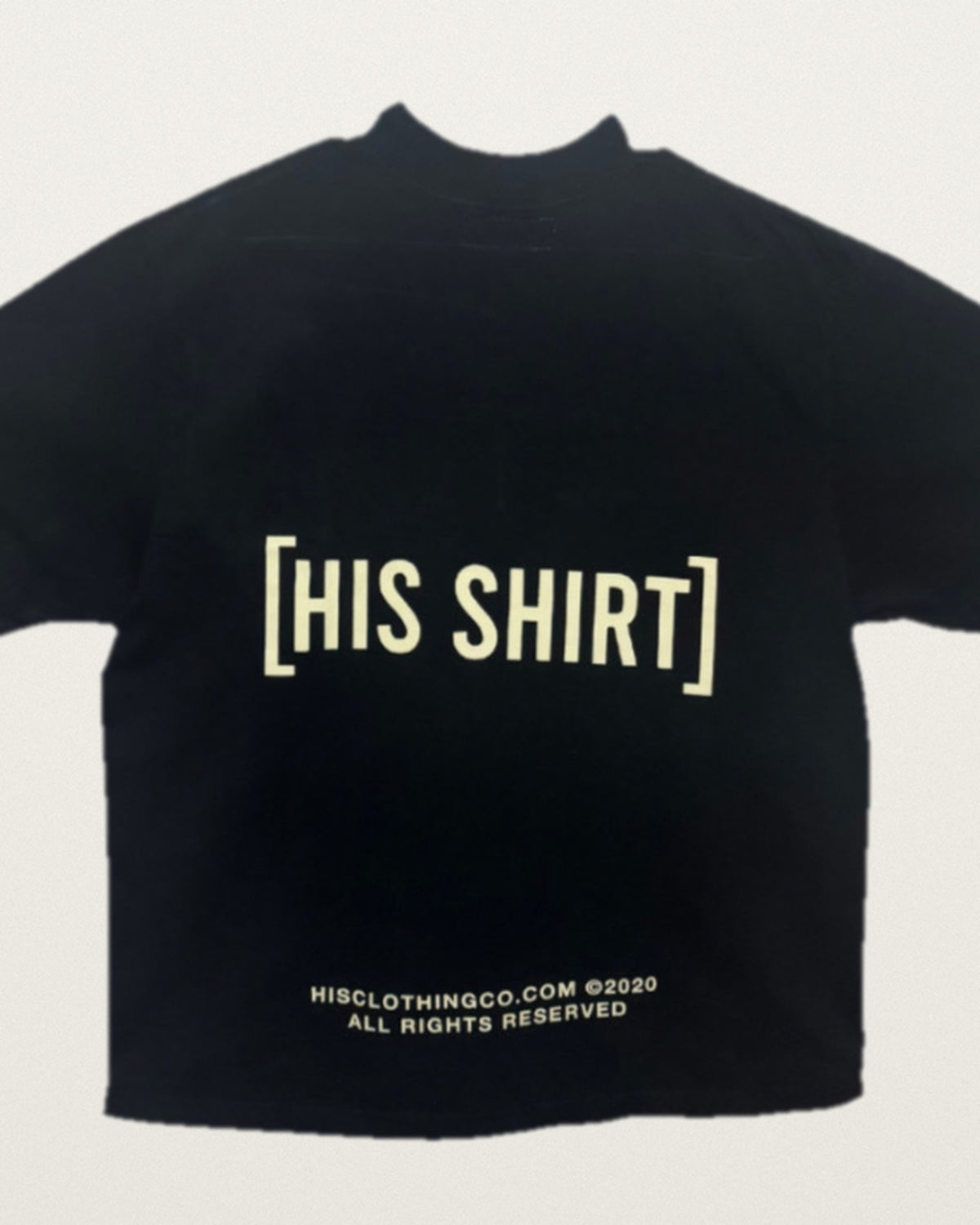 Close-up of the cream [HIS SHIRT] back print