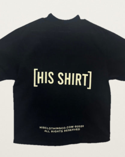 Close-up of the cream [HIS SHIRT] back print